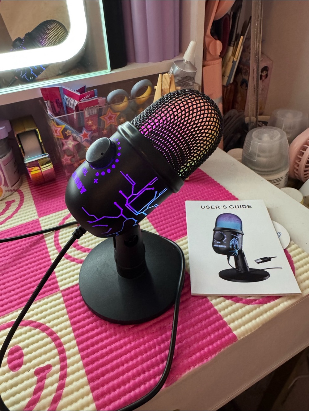RGB Desktop Condenser Microphone - Black with Purple LED